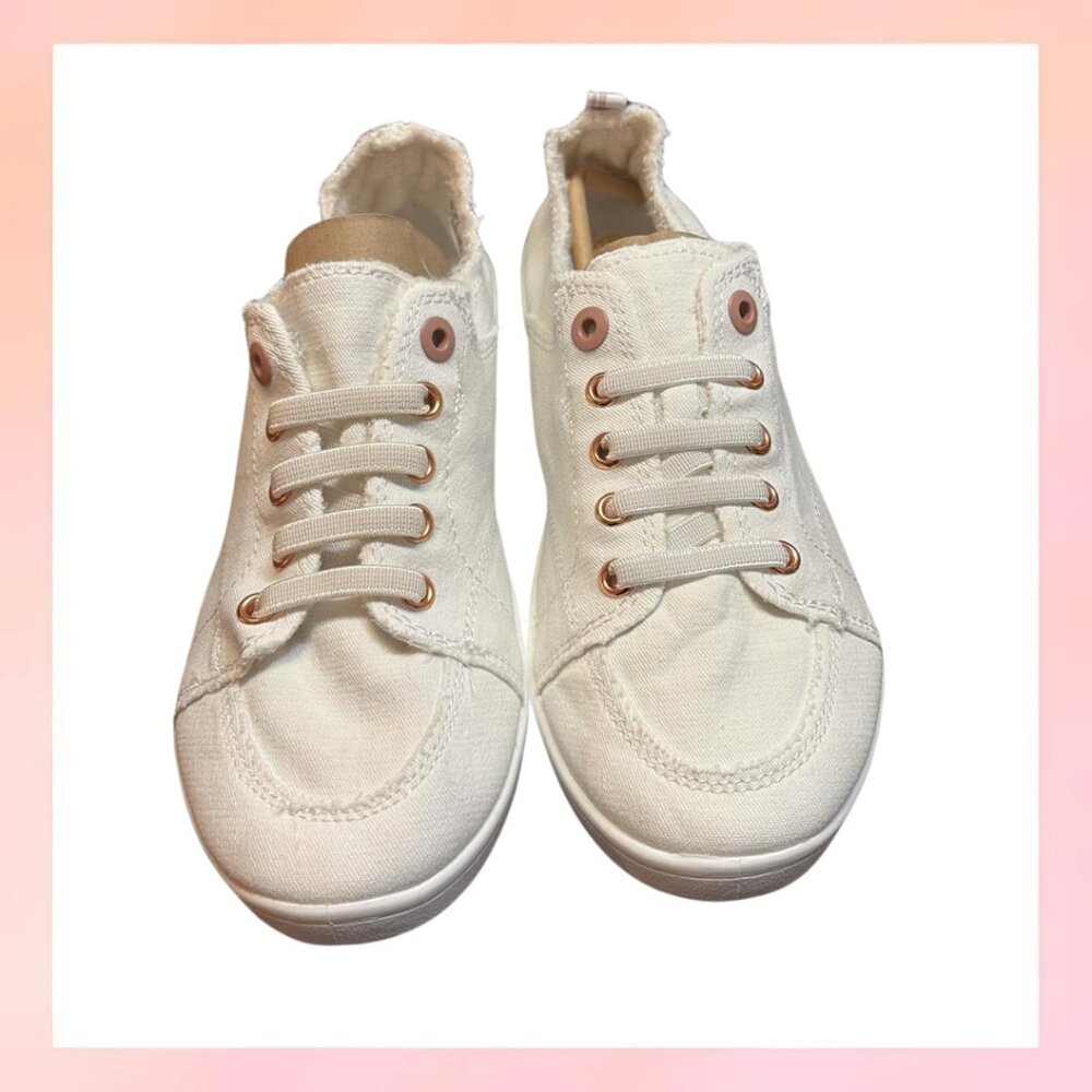 VIONIC BEACH Canvas Slip-On Sneaker | Relaxed Fit Casual Shoe | White/Oatmeal